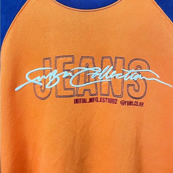 FUBU JEANS 1992 AUTHENTIC ORANGE & BLUE SWEATSHIRT FOR MEN’S & WOMEN’S. - Picture 4 of 8